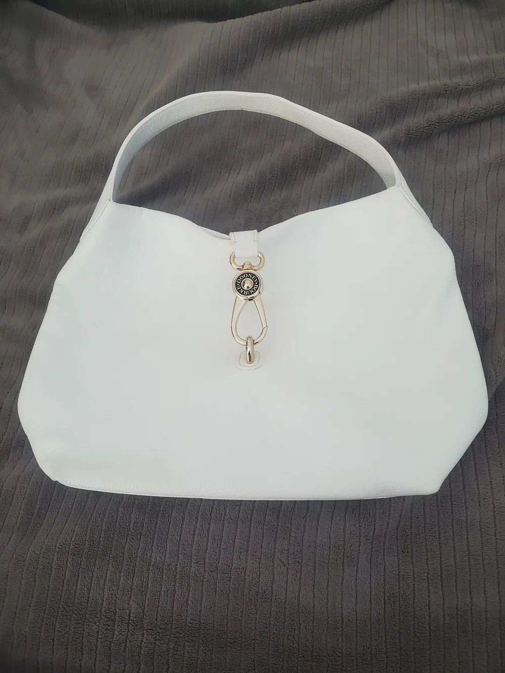 Dooney & Bourke White Luca Leather Women's Shoulder Bag with Gold Accent